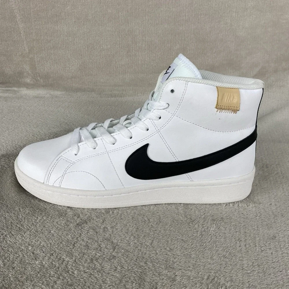 Nike Court Royale 2 Mid Leather Mens Size 10 Onyx White Black CQ9179-100 NEW